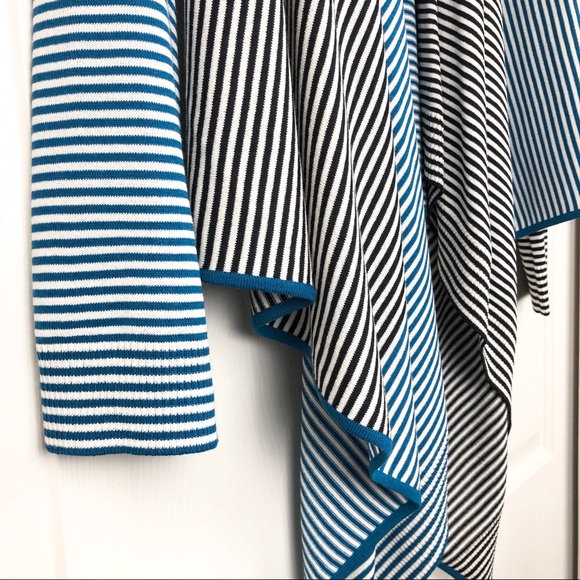 St. John Striped Cascading Open Front Cardigan - Picture 3 of 7